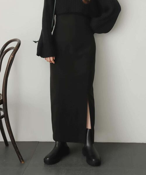 SENSE OF PLACE by URBAN RESEARCH（センスオブプレイスバイアーバンリサーチ）の「ウールライクジャージタイトスリットスカート（スカート・レディース・ライトベージュ/ブラック/グリーン/ベージュ系その他/ブラウン/ブラック系その他・SMALL/MEDIUM）」の2枚目の写真