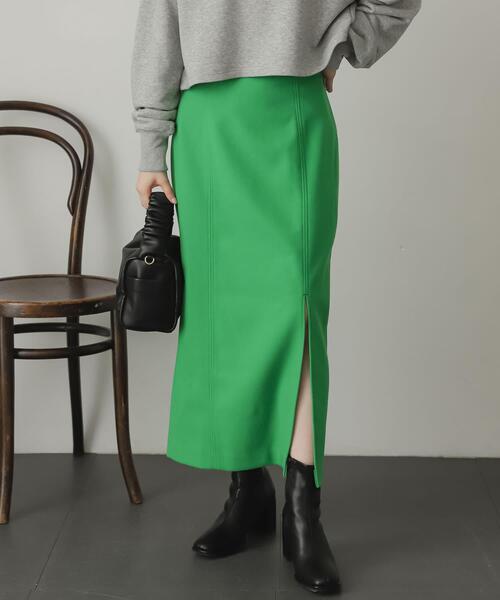 SENSE OF PLACE by URBAN RESEARCH（センスオブプレイスバイアーバンリサーチ）の「ウールライクジャージタイトスリットスカート（スカート・レディース・ライトベージュ/ブラック/グリーン/ベージュ系その他/ブラウン/ブラック系その他・SMALL/MEDIUM）」の21枚目の写真