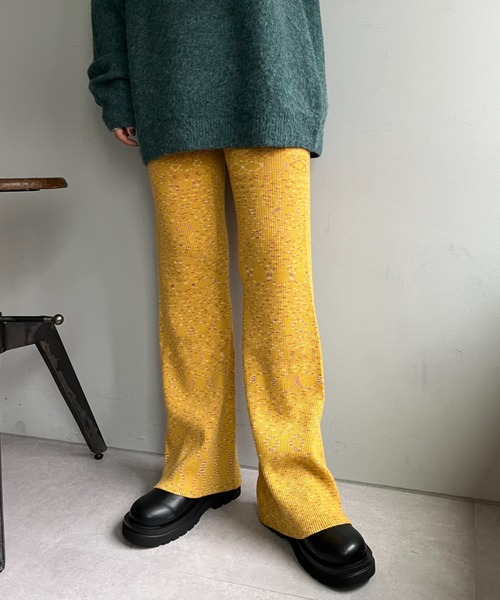 CIAOPANIC（チャオパニック）の「メランジリブニットパンツ（その他パンツ・レディース・イエロー/パープル/オレンジ・ONE SIZE）」の6枚目の写真
