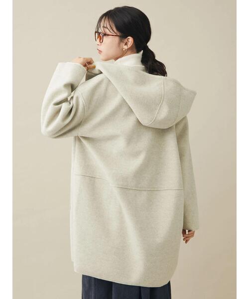 CRAFT STANDARD BOUTIQUE(クラフトスタンダードブティック)の「圧縮コクーンコート(ノーカラーコート・レディース・グリーン/マスタード/ナチュラル/ブラック・FREE)」の11枚目の写真