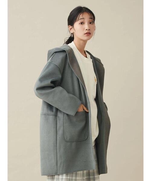 CRAFT STANDARD BOUTIQUE(クラフトスタンダードブティック)の「圧縮コクーンコート(ノーカラーコート・レディース・グリーン/マスタード/ナチュラル/ブラック・FREE)」の16枚目の写真