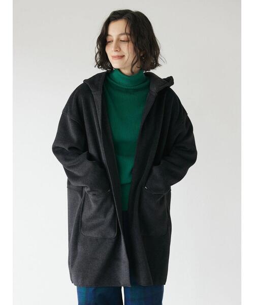 CRAFT STANDARD BOUTIQUE(クラフトスタンダードブティック)の「圧縮コクーンコート(ノーカラーコート・レディース・グリーン/マスタード/ナチュラル/ブラック・FREE)」の21枚目の写真