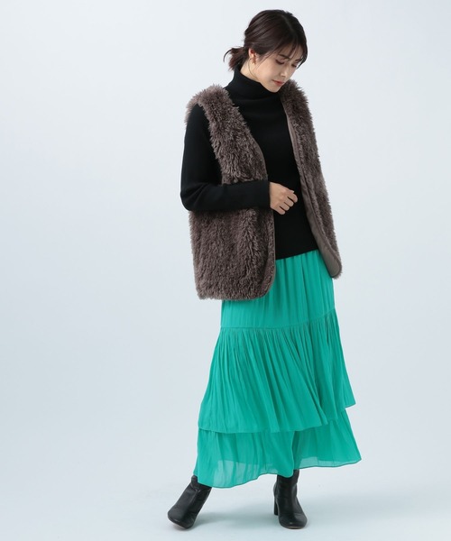 BAYFLOW（ベイフロー）の「ティアードスカート（スカート・レディース・グリーン/ベージュ/ブラック・SMALL/MEDIUM）」の7枚目の写真