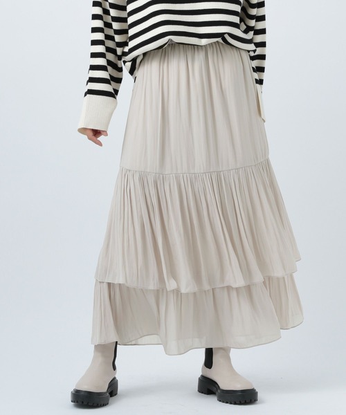 BAYFLOW（ベイフロー）の「ティアードスカート（スカート・レディース・グリーン/ベージュ/ブラック・SMALL/MEDIUM）」の15枚目の写真