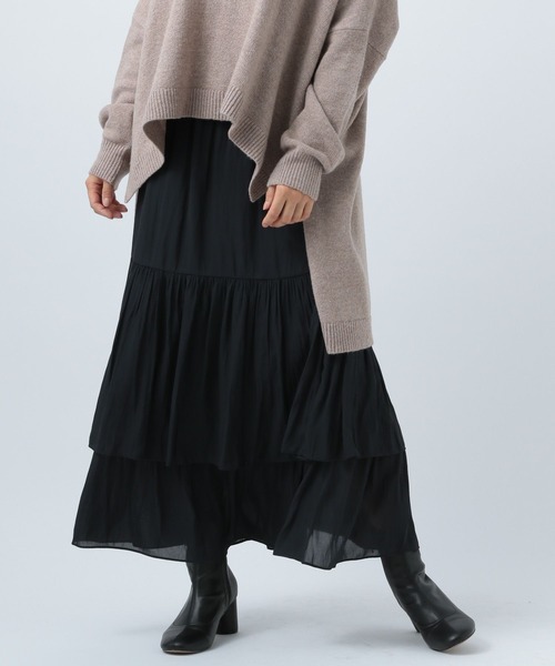BAYFLOW（ベイフロー）の「ティアードスカート（スカート・レディース・グリーン/ベージュ/ブラック・SMALL/MEDIUM）」の9枚目の写真