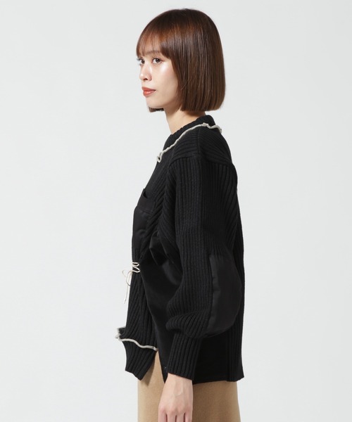 RehersalL（リハーズオール）の「rehersall/リハーズオール/コマンドレースアップパフスリーブ（ニット/セーター・レディース・カーキ/ブラック・F）」の9枚目の写真