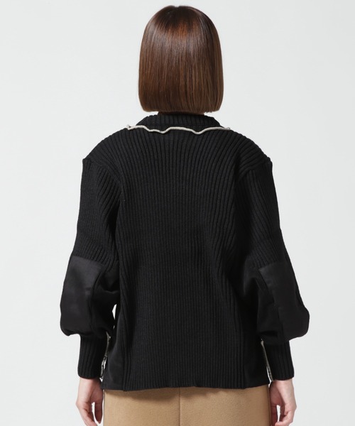 RehersalL（リハーズオール）の「rehersall/リハーズオール/コマンドレースアップパフスリーブ（ニット/セーター・レディース・カーキ/ブラック・F）」の10枚目の写真