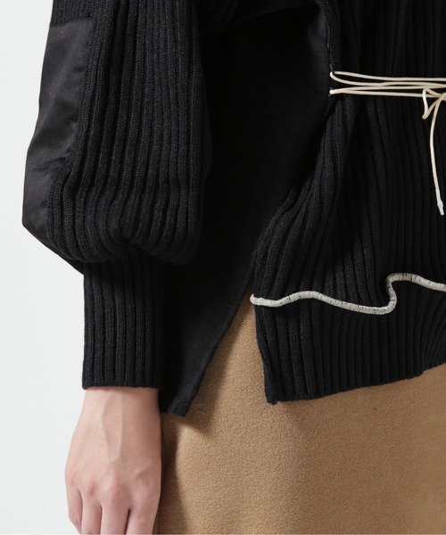 RehersalL（リハーズオール）の「rehersall/リハーズオール/コマンドレースアップパフスリーブ（ニット/セーター・レディース・カーキ/ブラック・F）」の5枚目の写真