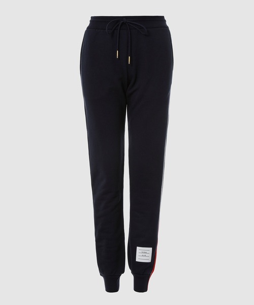 THOM BROWNE(トムブラウン)の「SWEATPANTS IN CLASSIC LOOPBACK WITH RWB STRIPE(スウェットパンツ・レディース・グレー/ネイビー・36/38)」の1枚目の写真