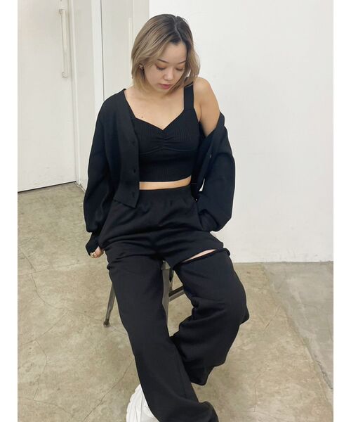 EVRIS(エヴリス)の「カットオフスウェットパンツ【セットアップ着用可能】(スウェットパンツ・レディース・ホワイト/ブラック/ブルー・FREE)」の16枚目の写真