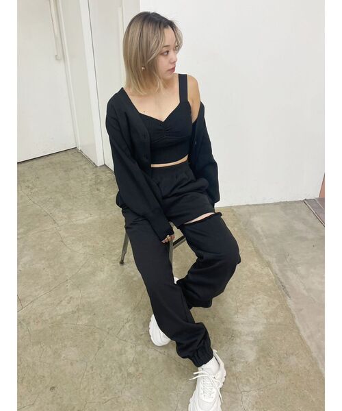 EVRIS(エヴリス)の「カットオフスウェットパンツ【セットアップ着用可能】(スウェットパンツ・レディース・ホワイト/ブラック/ブルー・FREE)」の6枚目の写真