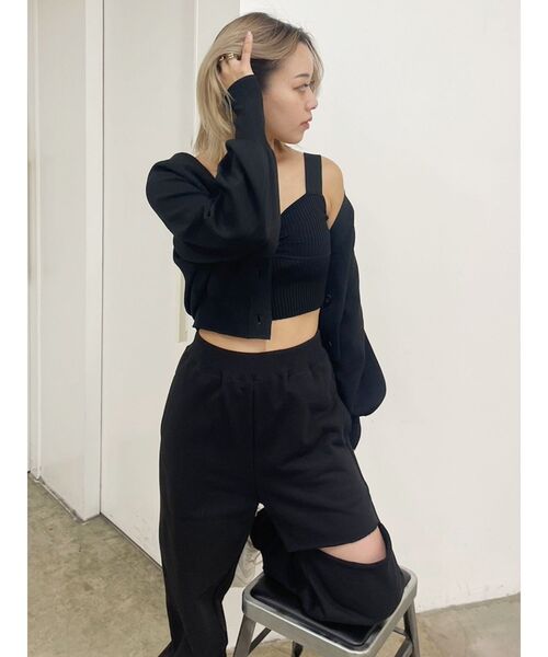 EVRIS(エヴリス)の「カットオフスウェットパンツ【セットアップ着用可能】(スウェットパンツ・レディース・ホワイト/ブラック/ブルー・FREE)」の12枚目の写真