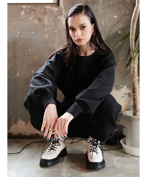 EVRIS(エヴリス)の「カットオフスウェットパンツ【セットアップ着用可能】(スウェットパンツ・レディース・ホワイト/ブラック/ブルー・FREE)」の13枚目の写真