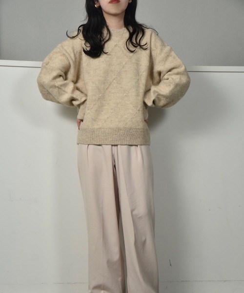 lawgy(ラウジー)の「diamond check knit(ニット/セーター・レディース・アイボリー/ブラウン・FREE)」の7枚目の写真