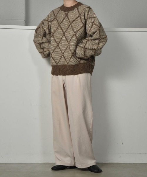 lawgy(ラウジー)の「diamond check knit(ニット/セーター・レディース・アイボリー/ブラウン・FREE)」の6枚目の写真