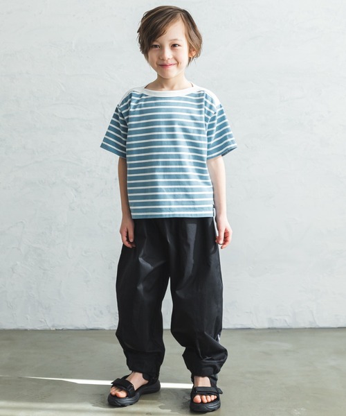 pairmanon(ペアマノン)の「ユニセックスボーダーボートネック半袖Tシャツ(Tシャツ/カットソー・キッズ・アイボリー/ブルー系その他2/レッド系その他2・80/90/100/110/120/130/140/150)」の7枚目の写真