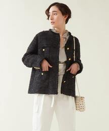 martinique コットンリネンへリンボンノーカラージャケット　新品 martinique コットンリネンへリンボンノーカラージャケット 新品