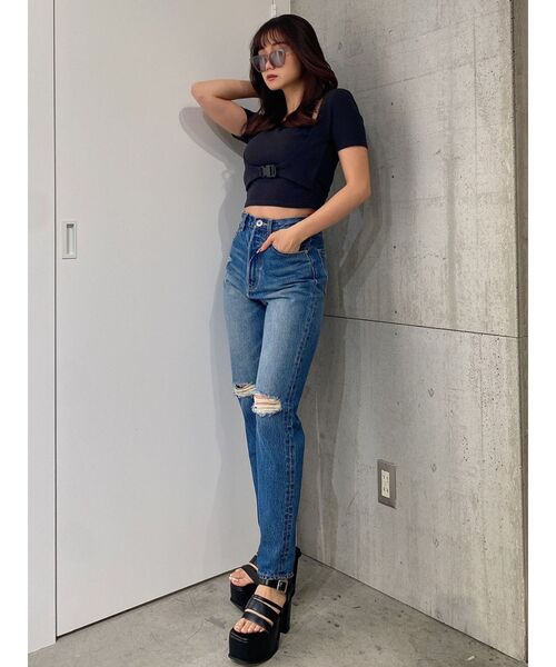 GYDA(ジェイダ)の「アンダー バックル コルセットTOPS(Tシャツ/カットソー・レディース・ブラック/オフホワイト/オレンジ・FREE)」の10枚目の写真