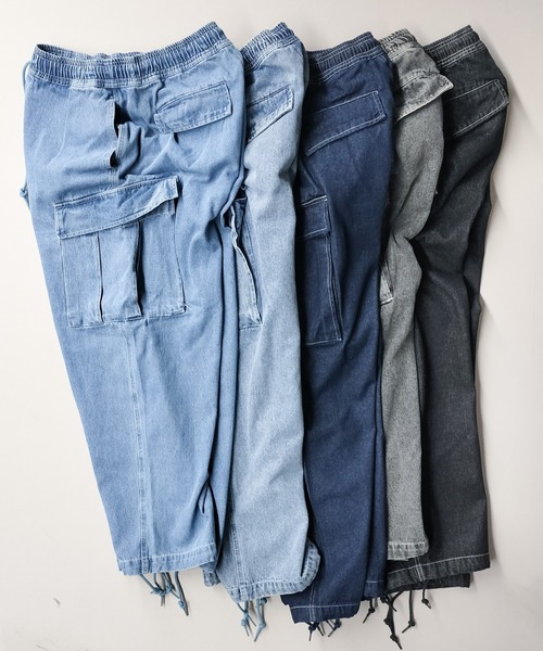 Starting Over(スターティングオーバー)の「12オンスデニム ヴィンテージライク イージーワイドカーゴパンツ(デニムパンツ・メンズ・ケミカルウォッシュ/インディゴブルー/ブルー/ブラック/ブラック系その他・M/L/XL)」の6枚目の写真