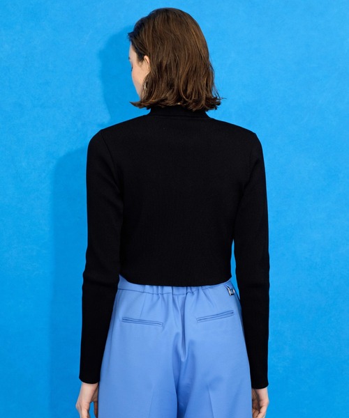 UNITED TOKYO（ユナイテッドトウキョウ）の「グラバーリブショートニット-ウォッシャブル/吸汗・吸湿性-（ニット/セーター・レディース・ブラック/インディゴブルー/アイボリー/イエロー・FREE）」の15枚目の写真