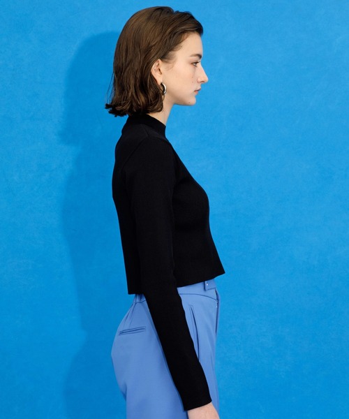 UNITED TOKYO（ユナイテッドトウキョウ）の「グラバーリブショートニット-ウォッシャブル/吸汗・吸湿性-（ニット/セーター・レディース・ブラック/インディゴブルー/アイボリー/イエロー・FREE）」の16枚目の写真