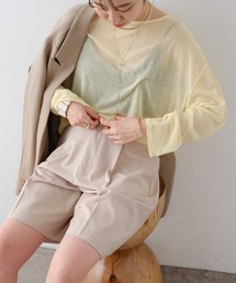 シアーリブオーバーロングTシャツ