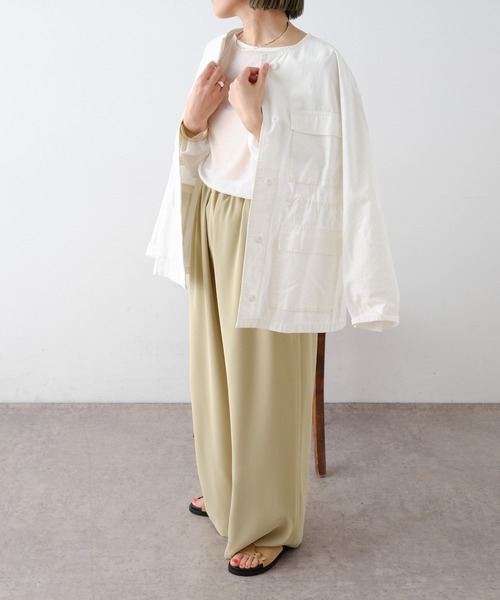 Omekashi（オメカシ）の「シアーリブオーバーロングTシャツ（Tシャツ/カットソー・レディース・グレー/オフホワイト/イエロー/ブラック・FREE）」の13枚目の写真