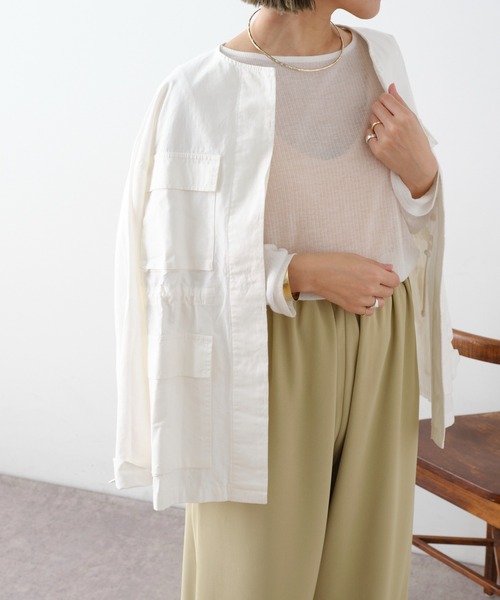 Omekashi（オメカシ）の「シアーリブオーバーロングTシャツ（Tシャツ/カットソー・レディース・グレー/オフホワイト/イエロー/ブラック・FREE）」の11枚目の写真