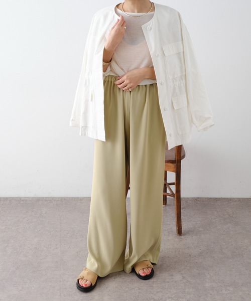 Omekashi（オメカシ）の「シアーリブオーバーロングTシャツ（Tシャツ/カットソー・レディース・グレー/オフホワイト/イエロー/ブラック・FREE）」の12枚目の写真