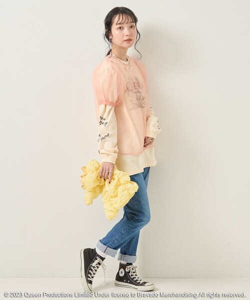 FREAK'S STORE（フリークスストア）の「QUEEN 袖プリントロンＴ（Tシャツ/カットソー・レディース・ナチュラル・ﾌﾘ-）」の3枚目の写真