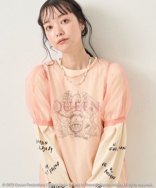 FREAK'S STORE（フリークスストア）の「QUEEN 袖プリントロンＴ（Tシャツ/カットソー・レディース・ナチュラル・ﾌﾘ-）」の9枚目の写真