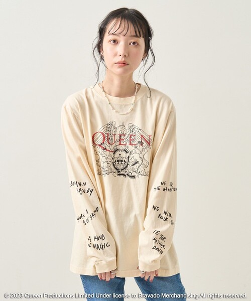 FREAK'S STORE（フリークスストア）の「QUEEN 袖プリントロンＴ（Tシャツ/カットソー・レディース・ナチュラル・ﾌﾘ-）」の10枚目の写真