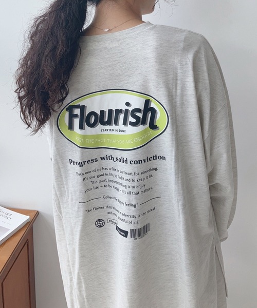 AS KNOW AS plus（アズノゥアズプラス）の「○楕円ロゴ刺繍 プリントロンＴ（Tシャツ/カットソー・レディース・オフホワイト/ミント/オートミール/スミクロ/ベージュ系/ブルーグレー/ホワイト系/ブラック系/ブルー系3/ホワイト系3/ブラック系3/アイボリー系3/アイボリー系4/ホワイト系4/ブラック系4/ブラウン系4/ブラック系5/アイボリー系5/ブルー系5・FREE）」の14枚目の写真