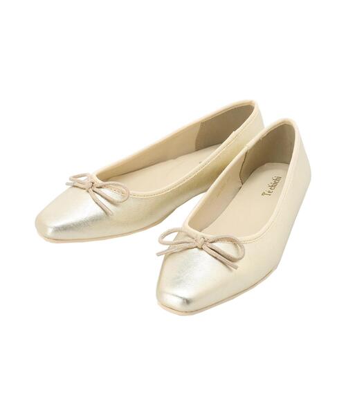 Te chichi（テチチ）の「ナロースクエアバレエシューズ（パンプス・レディース・ゴールド/ブラック・37/38）」の4枚目の写真