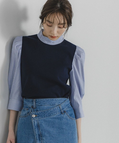 Andemiu（アンデミュウ）の「イソザイパフニット191296（ニット/セーター・レディース・アイボリー/ライトグレー/イエロー/ネイビー・FREE）」の4枚目の写真