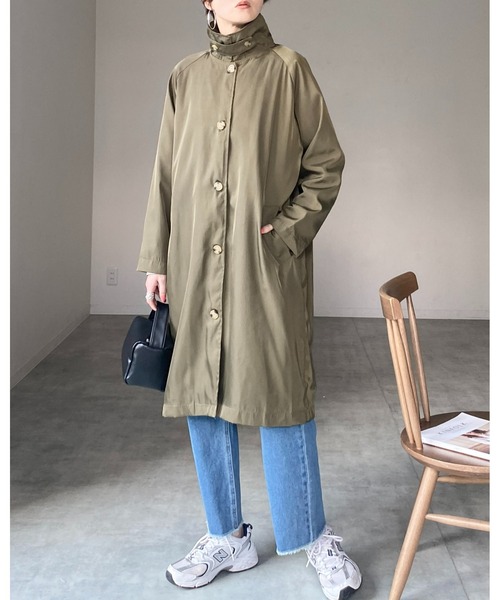 セール】2WAYミドル丈ラグランスリーブAラインスタンドカラー