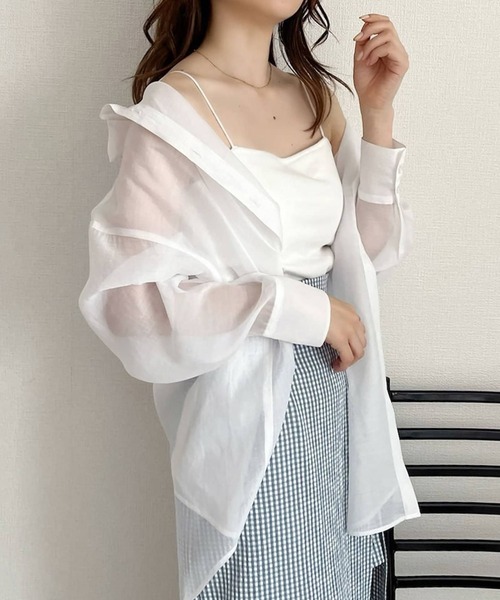 one after another NICE CLAUP（ワンアフターアナザーナイスクラップ）の「ケープが取り外せる/マルチウェイシアーシャツ（シャツ/ブラウス・レディース・モカ/ピンク系その他/オフホワイト/ブルー系その他・FREE）」の2枚目の写真