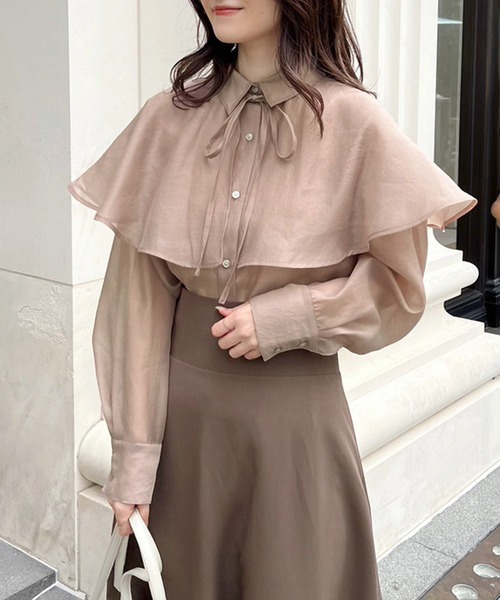 one after another NICE CLAUP（ワンアフターアナザーナイスクラップ）の「ケープが取り外せる/マルチウェイシアーシャツ（シャツ/ブラウス・レディース・モカ/ピンク系その他/オフホワイト/ブルー系その他・FREE）」の7枚目の写真