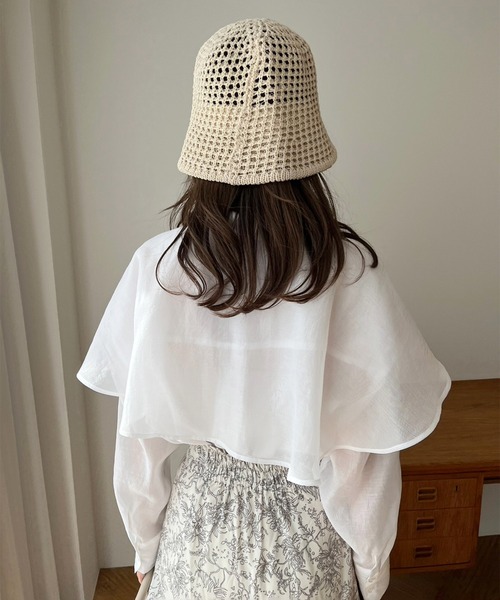 one after another NICE CLAUP（ワンアフターアナザーナイスクラップ）の「ケープが取り外せる/マルチウェイシアーシャツ（シャツ/ブラウス・レディース・モカ/ピンク系その他/オフホワイト/ブルー系その他・FREE）」の20枚目の写真