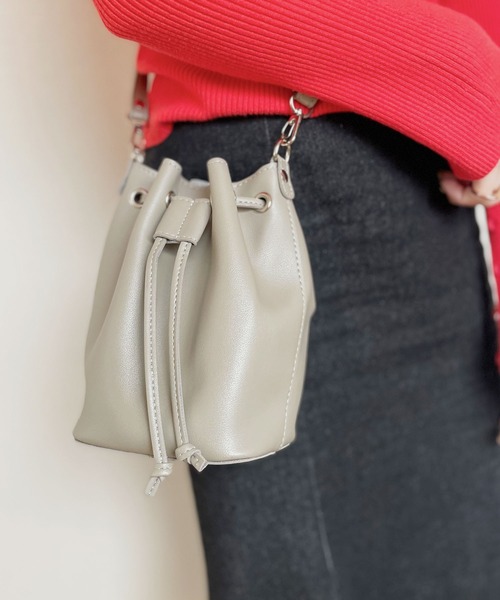 セール】コンパクト巾着ショルダーバッグ／compact drawstring