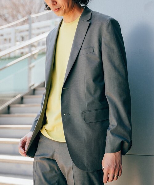 EDIFICE（エディフィス）の「C/F シャークスキン 2ボタン ジャケット【セットアップ着用可】（テーラードジャケット・メンズ・チャコールグレー/ブラウン/ベージュ/ネイビー・LARGE/SMALL/MEDIUM/X-LARGE）」の5枚目の写真