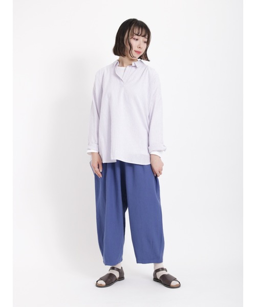 Samansa Mos2（サマンサ モスモス）の「裾タックパンツ（その他パンツ・レディース・キナリ/ブルー/カーキ/ダークブラウン・ﾌﾘ-）」の11枚目の写真