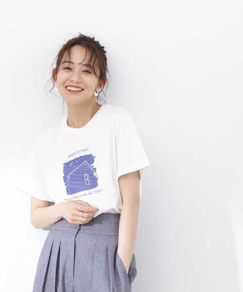 N.(N. Natural Beauty Basic)(エヌエヌナチュラルビューティーベーシック)の「プリントTシャツ(Tシャツ/カットソー・レディース・ホワイト/ベージュ・MEDIUM)」の4枚目の写真