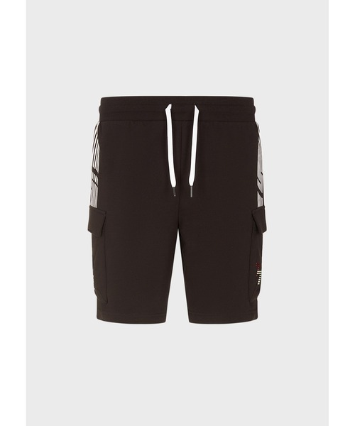 EMPORIO ARMANI EA7（エンポリオアルマーニイーエーセブン）の「【エンポリオ アルマーニ EA7】7 Lines カーゴバミューダパンツ 再生コットン製（カーゴパンツ・メンズ・ホワイト/ブラック・LARGE/MEDIUM/SMALL/X-LARGE/X-SMALL）」の4枚目の写真