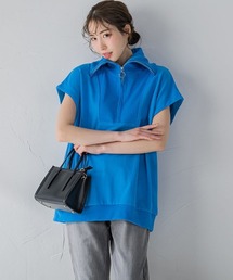 VICKY | 【大人の旬コーデを仕上げる】フレンチスリーブのハーフZIP《手洗い可能》(Tシャツ/カットソー)