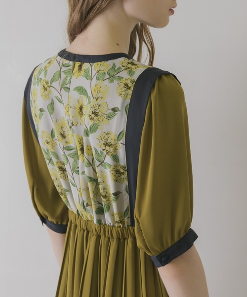 idem（イデム）の「flower vest docking onepiece/花柄ベスト切替半袖ワンピース（ワンピース・レディース・マスタード/ベージュ・FREE）」の20枚目の写真