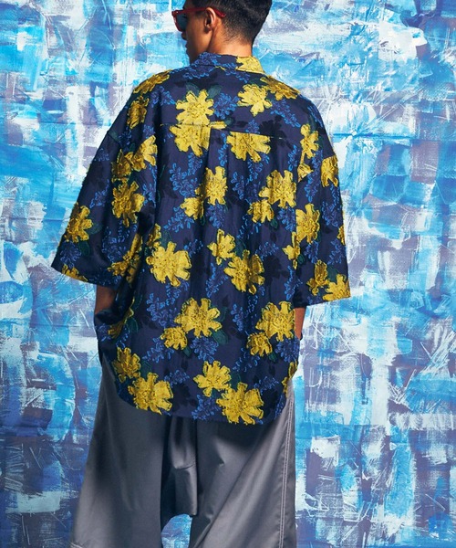 MAISON SPECIAL 小紋柄ジャガードプライムオーバーカバーオール 01 UNISEX》Prime-Over Damask Cut Jacquard Shirt/ダマスクカット