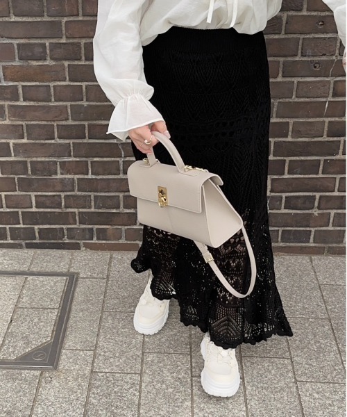 t a r o s u（タロス）の「openwork  knit skirt/オープンワークニットスカート（スカート・レディース・ブラック/ベージュ・FREE）」の7枚目の写真