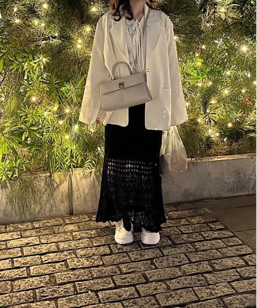 t a r o s u（タロス）の「openwork  knit skirt/オープンワークニットスカート（スカート・レディース・ブラック/ベージュ・FREE）」の9枚目の写真