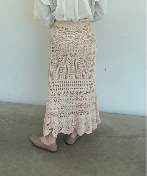 t a r o s u（タロス）の「openwork  knit skirt/オープンワークニットスカート（スカート・レディース・ブラック/ベージュ・FREE）」の13枚目の写真